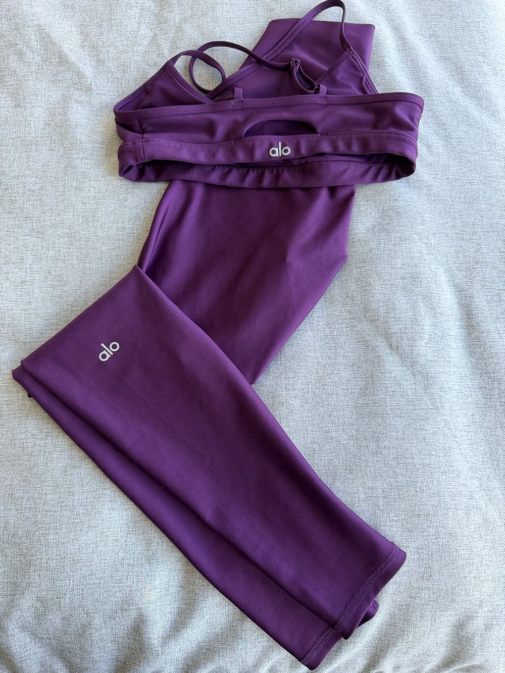 ALO Yoga Purple Seamless Sports Bra and Leggings Set
